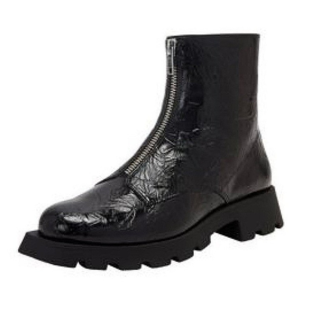 Katy Perry Daarling Black Zip Up Combat Boots 9 Embossed Patent Leather NIB‎